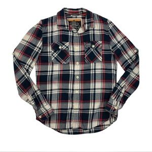 Superdry Shirt Mens L - Large Navy Red Lumberjack Flannel